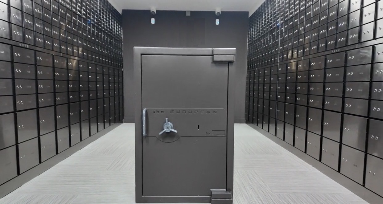 Large safe door inside Vintage Safe Vault